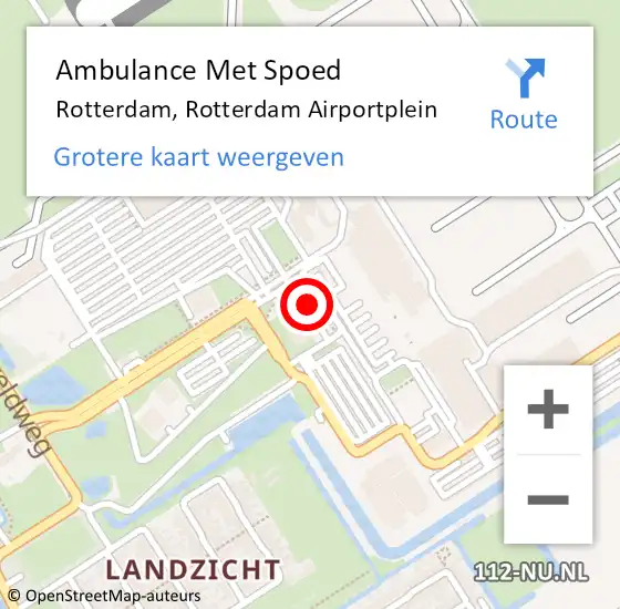 Locatie op kaart van de 112 melding: Ambulance Met Spoed Naar Rotterdam, Rotterdam Airportplein op 26 februari 2024 10:59