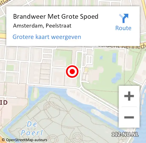 Locatie op kaart van de 112 melding: Brandweer Met Grote Spoed Naar Amsterdam, Peelstraat op 26 februari 2024 11:17