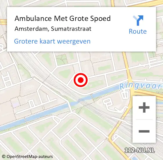 Locatie op kaart van de 112 melding: Ambulance Met Grote Spoed Naar Amsterdam, Sumatrastraat op 26 februari 2024 11:29