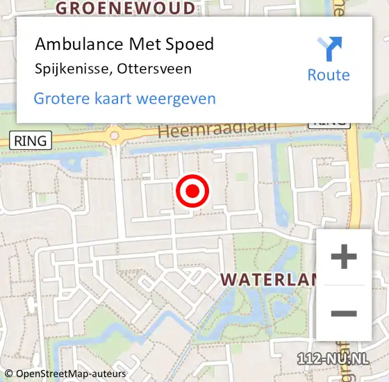 Locatie op kaart van de 112 melding: Ambulance Met Spoed Naar Spijkenisse, Ottersveen op 26 februari 2024 12:09