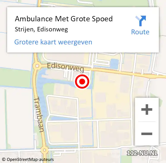 Locatie op kaart van de 112 melding: Ambulance Met Grote Spoed Naar Strijen, Edisonweg op 26 februari 2024 12:12