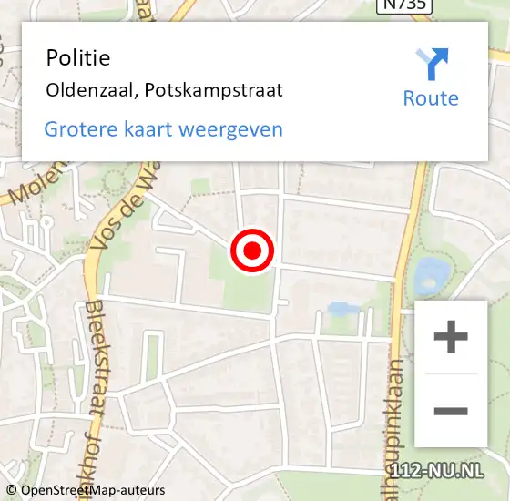 Locatie op kaart van de 112 melding: Politie Oldenzaal, Potskampstraat op 26 februari 2024 12:22
