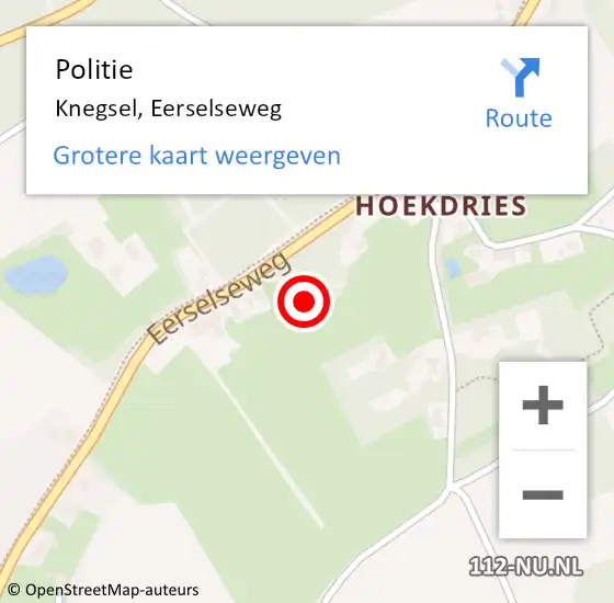 Locatie op kaart van de 112 melding: Politie Knegsel, Eerselseweg op 26 februari 2024 12:56