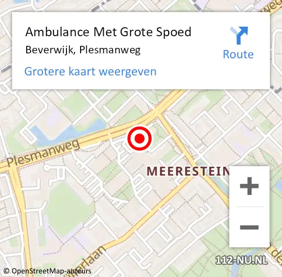 Locatie op kaart van de 112 melding: Ambulance Met Grote Spoed Naar Beverwijk, Plesmanweg op 26 februari 2024 13:14