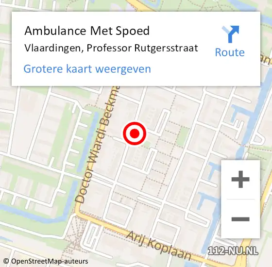 Locatie op kaart van de 112 melding: Ambulance Met Spoed Naar Vlaardingen, Professor Rutgersstraat op 26 februari 2024 13:21