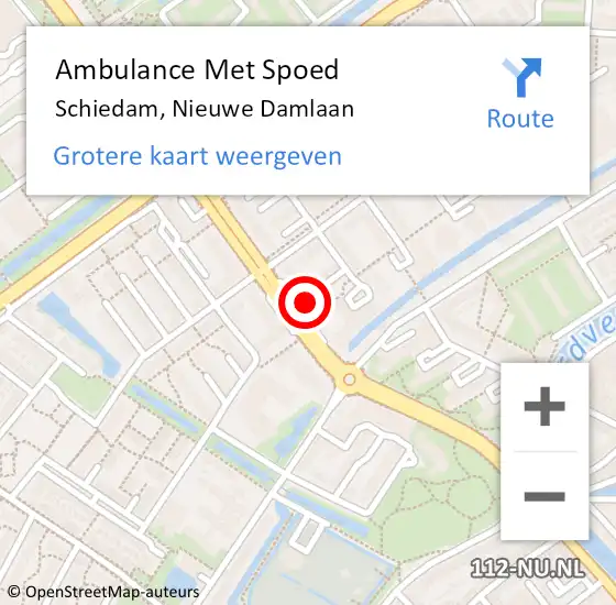Locatie op kaart van de 112 melding: Ambulance Met Spoed Naar Schiedam, Nieuwe Damlaan op 26 februari 2024 14:04