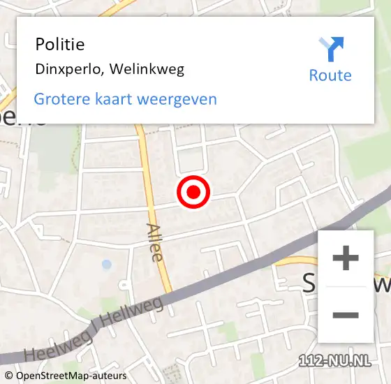 Locatie op kaart van de 112 melding: Politie Dinxperlo, Welinkweg op 26 februari 2024 14:22