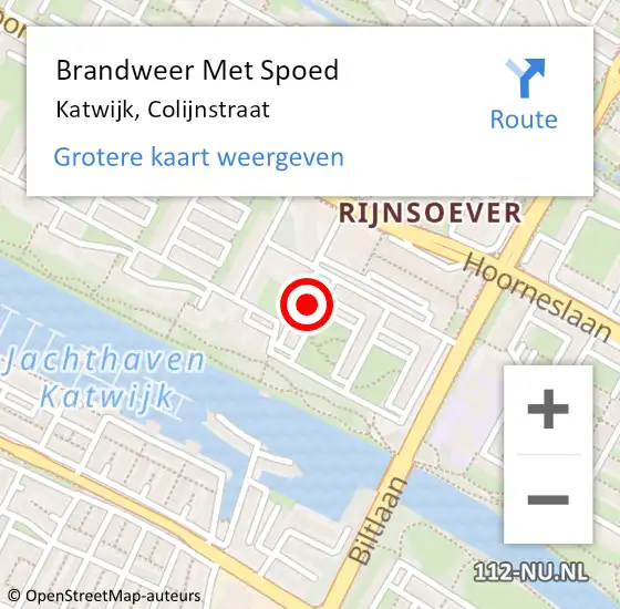 Locatie op kaart van de 112 melding: Brandweer Met Spoed Naar Katwijk, Colijnstraat op 26 februari 2024 14:29