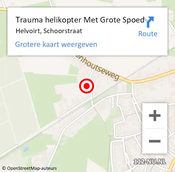 Locatie op kaart van de 112 melding: Trauma helikopter Met Grote Spoed Naar Helvoirt, Schoorstraat op 26 februari 2024 14:32