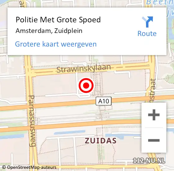 Locatie op kaart van de 112 melding: Politie Met Grote Spoed Naar Amsterdam, Zuidplein op 26 februari 2024 14:32