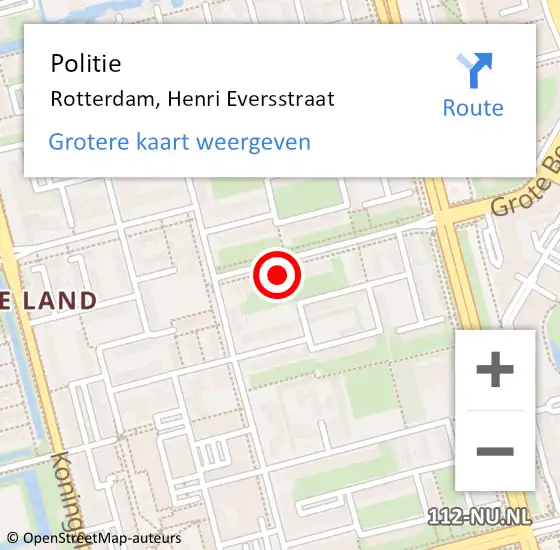 Locatie op kaart van de 112 melding: Politie Rotterdam, Henri Eversstraat op 26 februari 2024 14:54