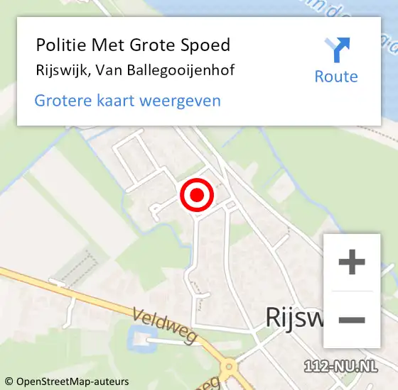 Locatie op kaart van de 112 melding: Politie Met Grote Spoed Naar Rijswijk, Van Ballegooijenhof op 26 februari 2024 15:19