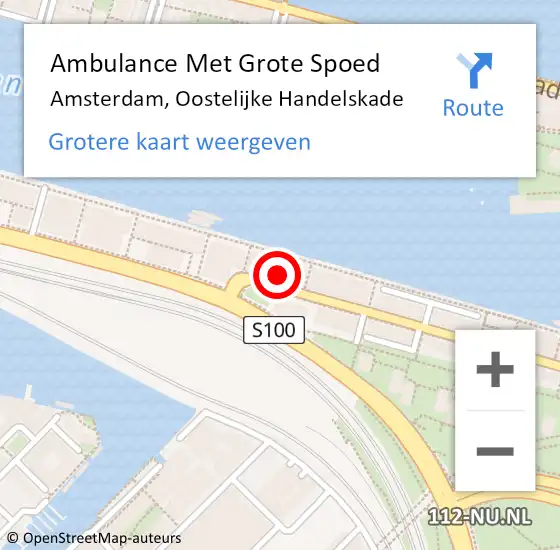 Locatie op kaart van de 112 melding: Ambulance Met Grote Spoed Naar Amsterdam, Oostelijke Handelskade op 26 februari 2024 16:01
