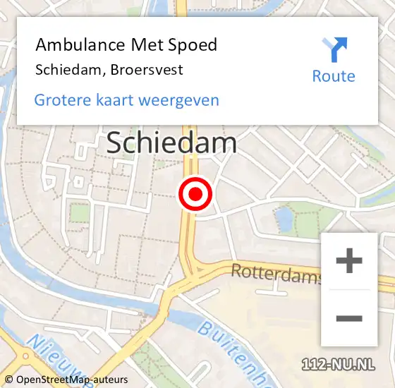 Locatie op kaart van de 112 melding: Ambulance Met Spoed Naar Schiedam, Broersvest op 26 februari 2024 16:40