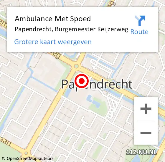 Locatie op kaart van de 112 melding: Ambulance Met Spoed Naar Papendrecht, Burgemeester Keijzerweg op 26 februari 2024 17:25