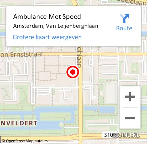 Locatie op kaart van de 112 melding: Ambulance Met Spoed Naar Amsterdam, Van Leijenberghlaan op 26 februari 2024 17:46