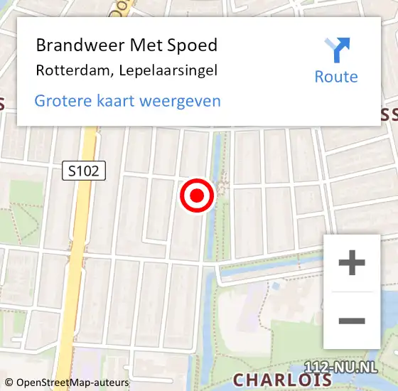 Locatie op kaart van de 112 melding: Brandweer Met Spoed Naar Rotterdam, Lepelaarsingel op 26 februari 2024 17:57
