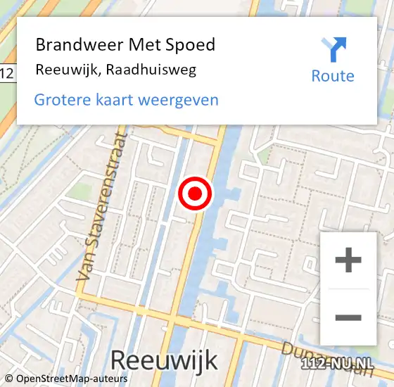 Locatie op kaart van de 112 melding: Brandweer Met Spoed Naar Reeuwijk, Raadhuisweg op 26 februari 2024 19:30