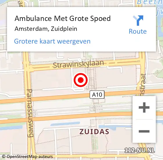 Locatie op kaart van de 112 melding: Ambulance Met Grote Spoed Naar Amsterdam, Zuidplein op 26 februari 2024 19:36