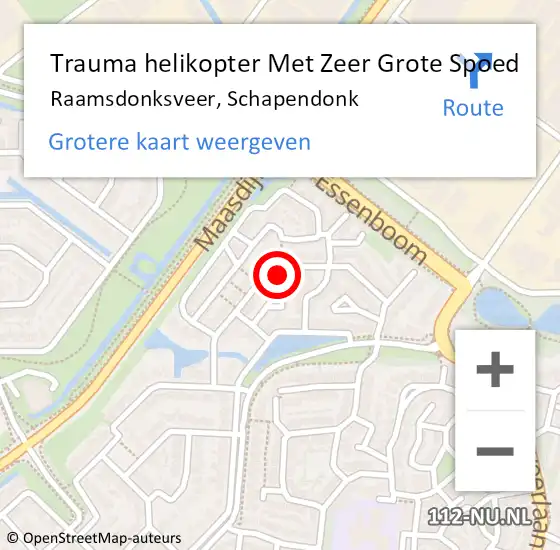 Locatie op kaart van de 112 melding: Trauma helikopter Met Zeer Grote Spoed Naar Raamsdonksveer, Schapendonk op 26 februari 2024 19:59