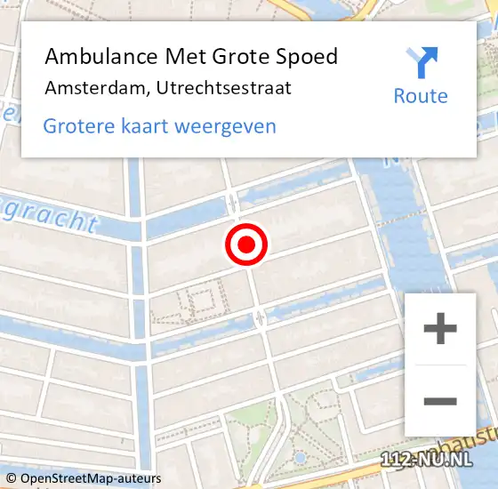 Locatie op kaart van de 112 melding: Ambulance Met Grote Spoed Naar Amsterdam, Utrechtsestraat op 26 februari 2024 20:24