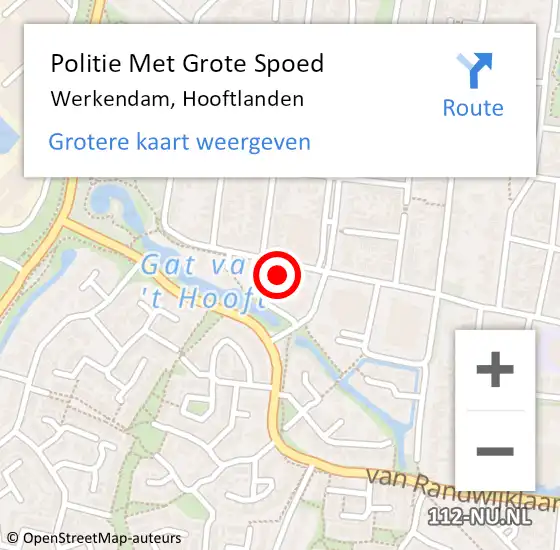 Locatie op kaart van de 112 melding: Politie Met Grote Spoed Naar Werkendam, Hooftlanden op 26 februari 2024 20:36