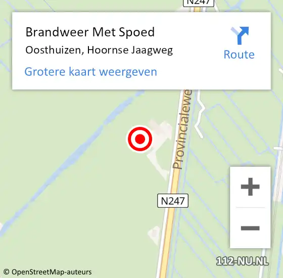 Locatie op kaart van de 112 melding: Brandweer Met Spoed Naar Oosthuizen, Hoornse Jaagweg op 26 februari 2024 21:10