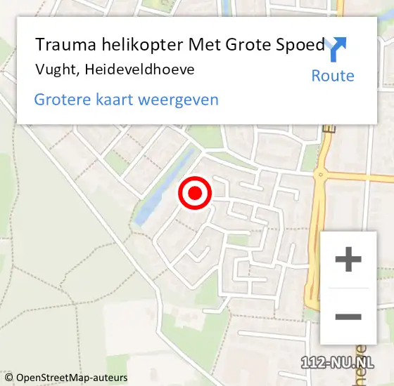 Locatie op kaart van de 112 melding: Trauma helikopter Met Grote Spoed Naar Vught, Heideveldhoeve op 26 februari 2024 21:34