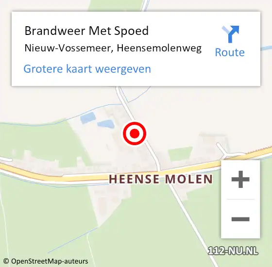 Locatie op kaart van de 112 melding: Brandweer Met Spoed Naar Nieuw-Vossemeer, Heensemolenweg op 26 februari 2024 22:48