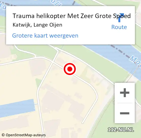Locatie op kaart van de 112 melding: Trauma helikopter Met Zeer Grote Spoed Naar Katwijk, Lange Oijen op 26 februari 2024 23:36