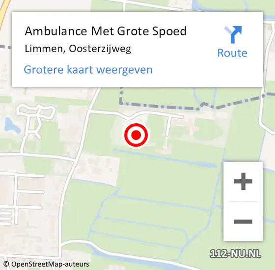 Locatie op kaart van de 112 melding: Ambulance Met Grote Spoed Naar Limmen, Oosterzijweg op 27 februari 2024 01:09