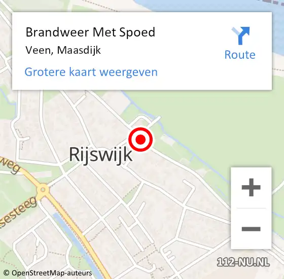 Locatie op kaart van de 112 melding: Brandweer Met Spoed Naar Veen, Maasdijk op 27 februari 2024 01:18
