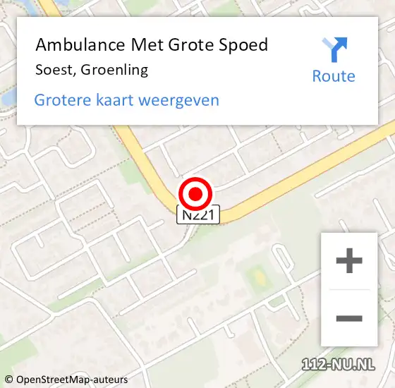 Locatie op kaart van de 112 melding: Ambulance Met Grote Spoed Naar Soest, Groenling op 27 september 2014 09:33