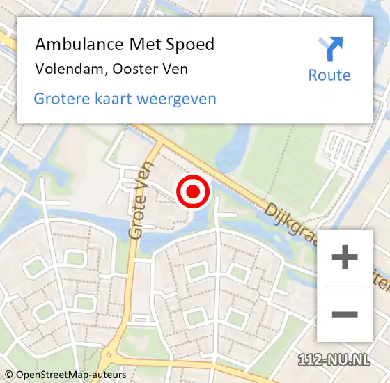 Locatie op kaart van de 112 melding: Ambulance Met Spoed Naar Volendam, Ooster Ven op 27 februari 2024 02:14