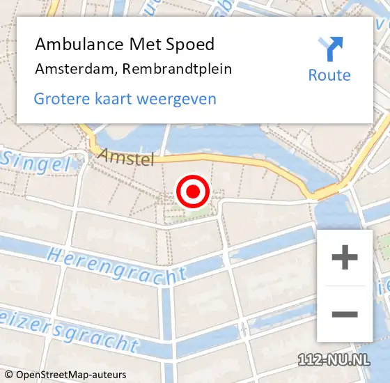 Locatie op kaart van de 112 melding: Ambulance Met Spoed Naar Amsterdam, Rembrandtplein op 27 februari 2024 02:33