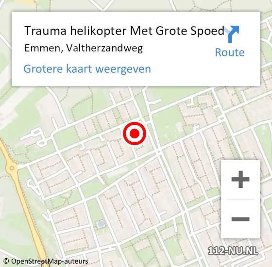 Locatie op kaart van de 112 melding: Trauma helikopter Met Grote Spoed Naar Emmen, Valtherzandweg op 27 februari 2024 02:41