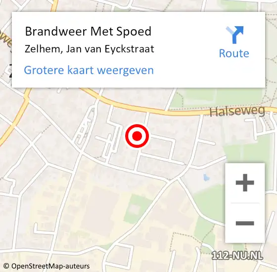 Locatie op kaart van de 112 melding: Brandweer Met Spoed Naar Zelhem, Jan van Eyckstraat op 27 februari 2024 03:45