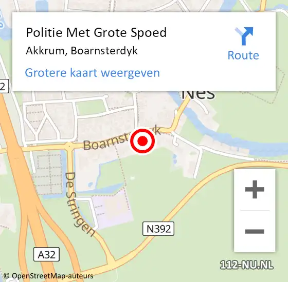 Locatie op kaart van de 112 melding: Politie Met Grote Spoed Naar Akkrum, Boarnsterdyk op 27 februari 2024 07:46