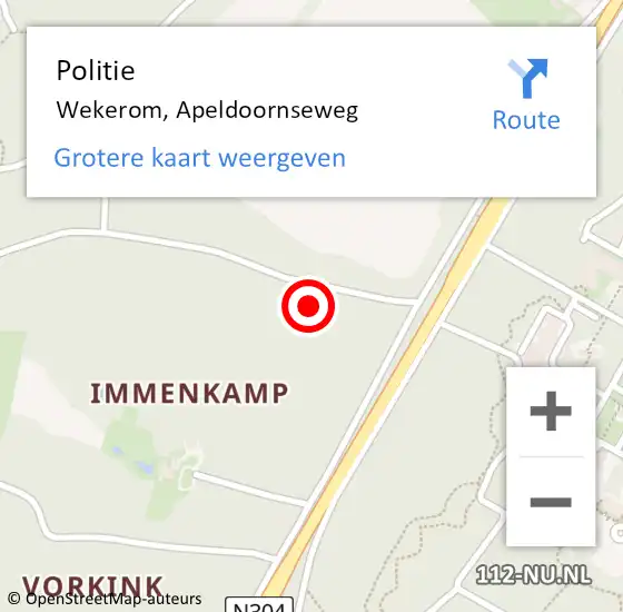 Locatie op kaart van de 112 melding: Politie Wekerom, Apeldoornseweg op 27 februari 2024 07:58