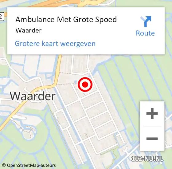 Locatie op kaart van de 112 melding: Ambulance Met Grote Spoed Naar Waarder op 27 februari 2024 08:15
