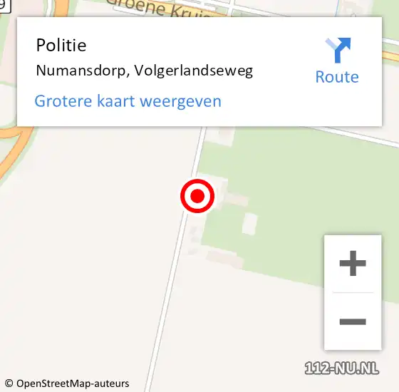 Locatie op kaart van de 112 melding: Politie Numansdorp, Volgerlandseweg op 27 februari 2024 08:48