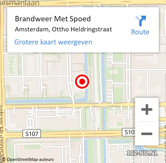 Locatie op kaart van de 112 melding: Brandweer Met Spoed Naar Amsterdam, Ottho Heldringstraat op 27 februari 2024 09:07