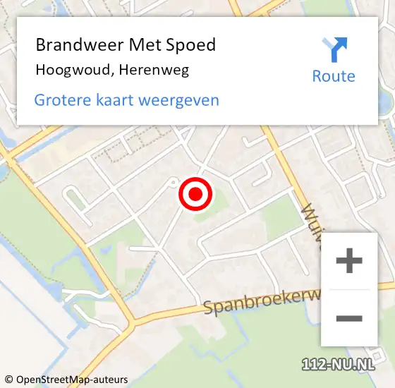 Locatie op kaart van de 112 melding: Brandweer Met Spoed Naar Hoogwoud, Herenweg op 27 februari 2024 09:48
