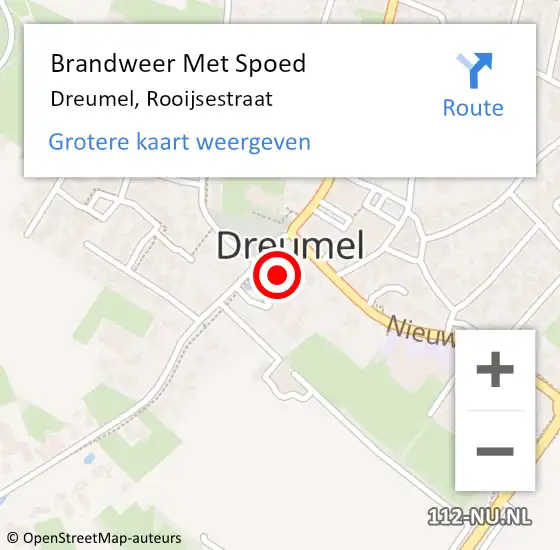 Locatie op kaart van de 112 melding: Brandweer Met Spoed Naar Dreumel, Rooijsestraat op 27 februari 2024 09:54