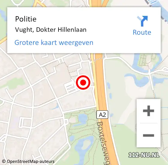 Locatie op kaart van de 112 melding: Politie Vught, Dokter Hillenlaan op 27 februari 2024 09:58