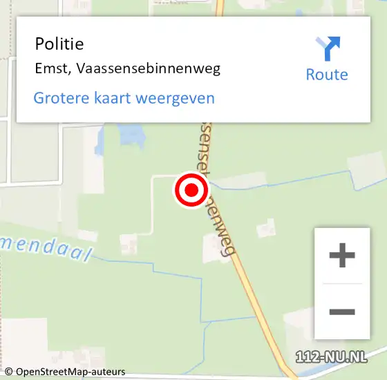 Locatie op kaart van de 112 melding: Politie Emst, Vaassensebinnenweg op 27 februari 2024 10:10