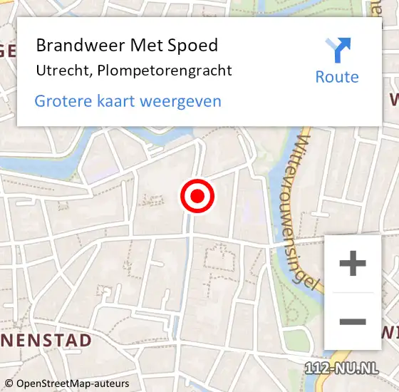 Locatie op kaart van de 112 melding: Brandweer Met Spoed Naar Utrecht, Plompetorengracht op 27 februari 2024 10:13