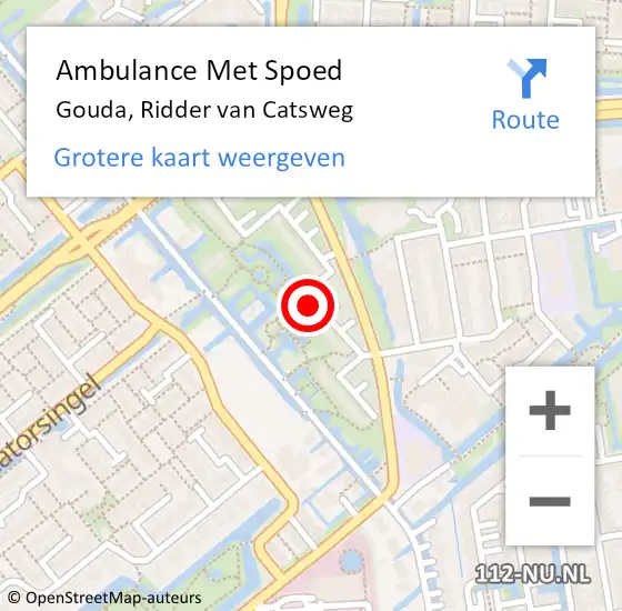 Locatie op kaart van de 112 melding: Ambulance Met Spoed Naar Gouda, Ridder van Catsweg op 27 februari 2024 10:17
