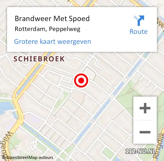 Locatie op kaart van de 112 melding: Brandweer Met Spoed Naar Rotterdam, Peppelweg op 27 februari 2024 11:15