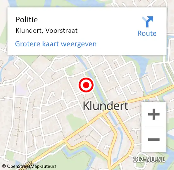 Locatie op kaart van de 112 melding: Politie Klundert, Voorstraat op 27 februari 2024 11:24